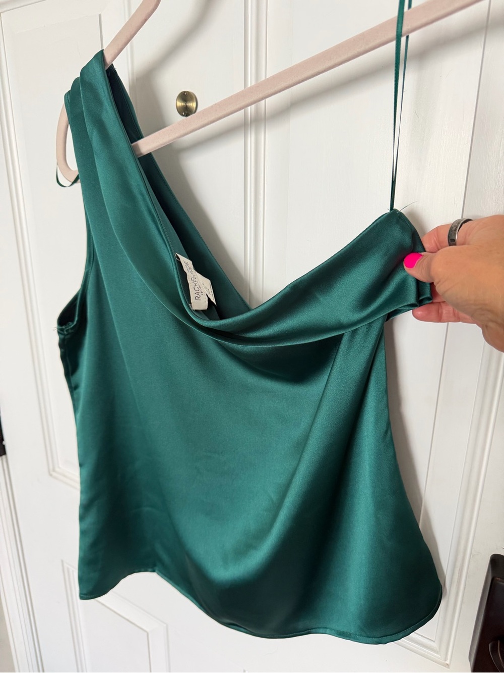 Rachel Zoe Teal One-Shoulder Satin Top